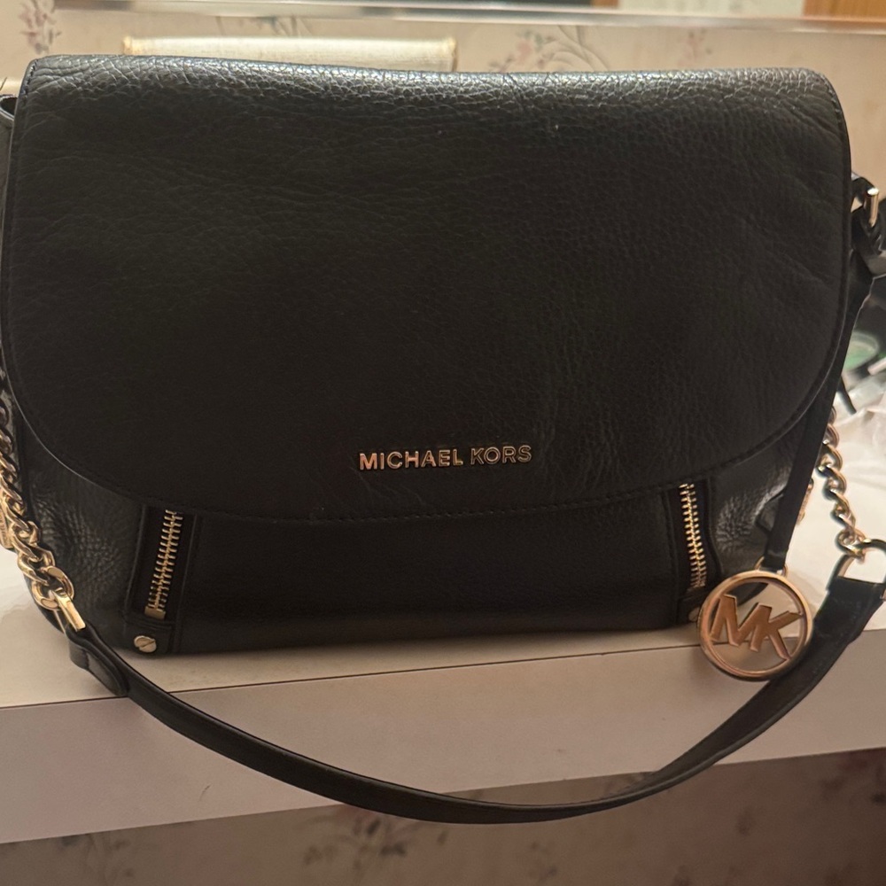 Michael Kors Black Crossbody Bag with Gold Details